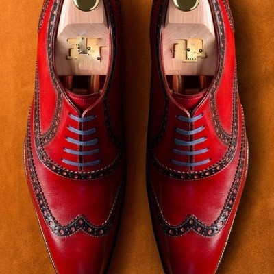 Stylish handmade men burgundy leather lace up dress shoes, fashion leather shoes