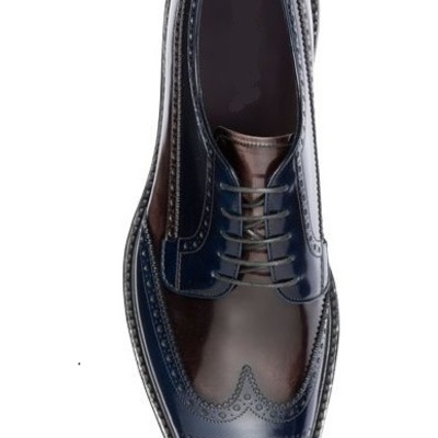 Stylish men's handmade blue & brown oxford lace up leather shoes,men dress shoe