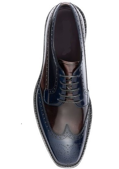 Stylish Men's Handmade Blue & Brown Oxford Lace Up Leather Shoes,Men Dress Shoe