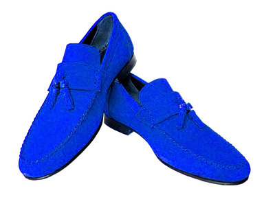 Blue Suede Vintage Leather Tassel Loafer Moccasins Handmade Formal Dress Shoes