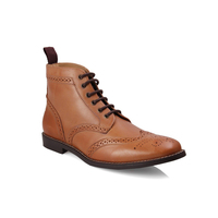 Handmade Men's Leather Brogue Ankle Boots, Men Lace Up Chukka Dress Fashion Boot - Thumbnail 1