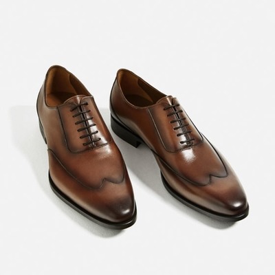 Handmade men wingtip formal leather shoes, men brown lace up dress formal shoes