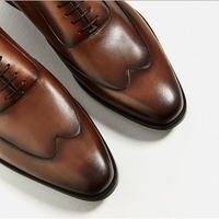 Handmade Men Wingtip Formal Leather Shoes, Men Brown Lace Up Dress Formal Shoes - Thumbnail 1