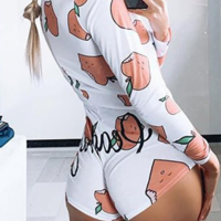 Long-Sleeved Slim Sexy Printed Jumpsuit - Thumbnail 3