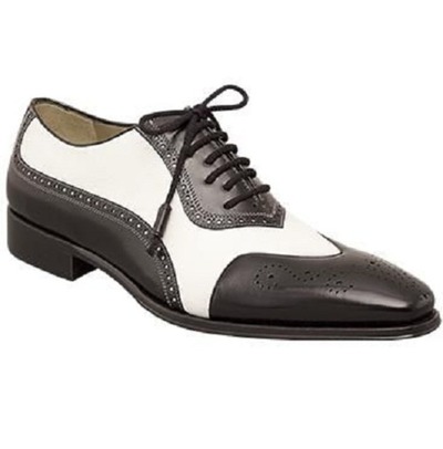 Handmade Men's Spectator Leather Shoes, Men Black And White Formal Shoes