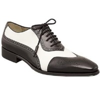 Handmade Men's Spectator Leather Shoes, Men Black And White Formal Shoes - Thumbnail 4