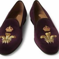 Mens Handmade Shoes Purple Crown Embroidered Velvet Slippers Slip On Formal Boot - Thumbnail 4