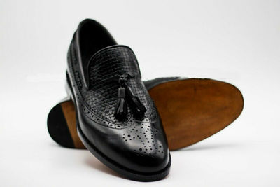 Mens Handmade Shoes Genuine Leather Oxford Brogue Tassels Wingtip Slip On Boots