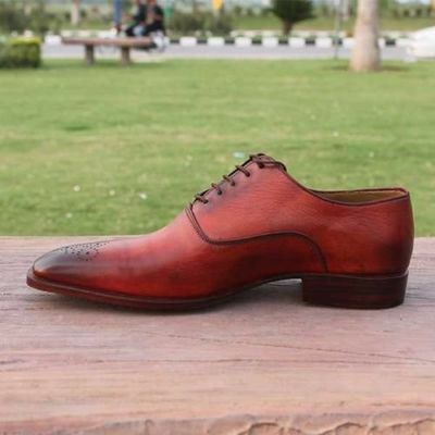 Mens handmade shoes red brogue quality leather formal dress casual lace up boots