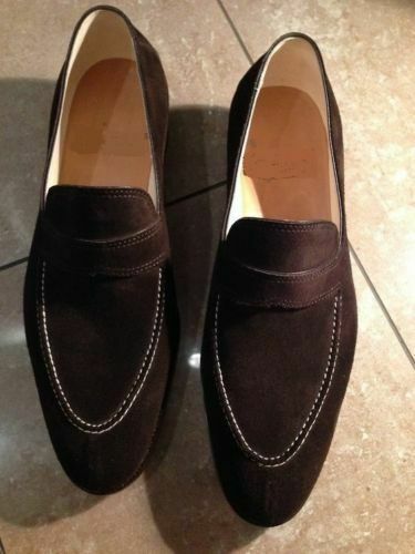 Mens Handmade Formal Shoes Brown Suede Moccasins Slip On Casual Wear Dress Boots