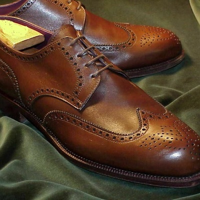 Mens formal shoes bespoke handmade leather oxford brogue wingtip derby boots new