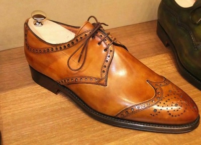 Mens Formal Shoes Bespoke Handmade Leather Oxford Brogue Mini Wingtip Derby Boot