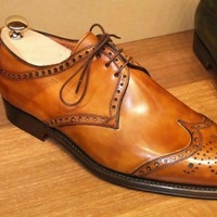 Mens Formal Shoes Bespoke Handmade Leather Oxford Brogue Mini Wingtip Derby Boot - Thumbnail 4