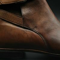  Made to Order Genuine Brown Leather Ankle Buckle Strap Formal Boots - Thumbnail 2