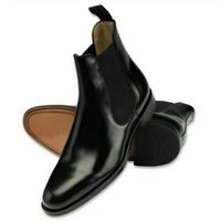  Men's Black Leather Chelsea Formal Ankle Boots Handmade - Thumbnail 1