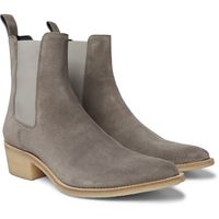 Men's Grey Color Chelsea Jumper Slip On Genuine Suede Leather High Ankle Boots - Thumbnail 1