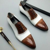 Handmade pointed toe dress shoes, men brogue leather shoes, formal shoes mens - Thumbnail 1