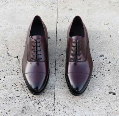 Handmade Men's Brown Lace Up Business Dress Shoes, Real Leather Shoes