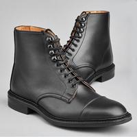 Men’s Handmade Elegant Black Ankle High Leather Boots, Men’s Cap Toe Lace Up Casual Boots - Thumbnail 1