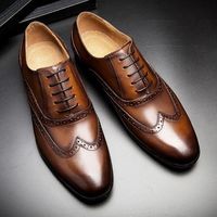 New Handmade Brown Men American Luxury Oxford Leather Shoes - Thumbnail 4