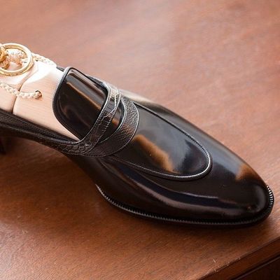 Handmade men Black leather shoes, Men genuine leather Moccasins shoes, Men shoes