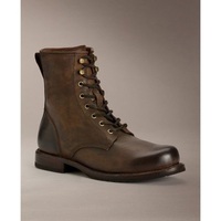 Men Brown Combat Boot, Lace Up Military Boots, Handmade Leather Boot - Thumbnail 4