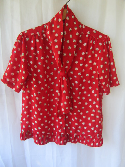 Red poppy sheer tie-blouse