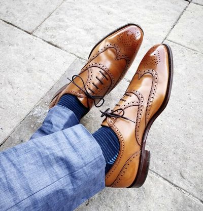 New Pure Handmade Tan Leather Lace up Brogue Dress Shoes for Men's