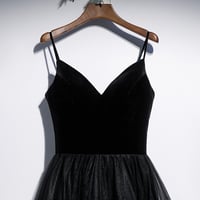 Black v neck tulle short prom dress hoco dress - Thumbnail 1