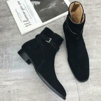 Men’s Handmade Suede Leather High Top Ankle Boots, Men Cowboy Boot - Thumbnail 4