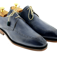 NEW MEN LUXURY CLASSIC HANDMADE GREY SHOES - Thumbnail 4