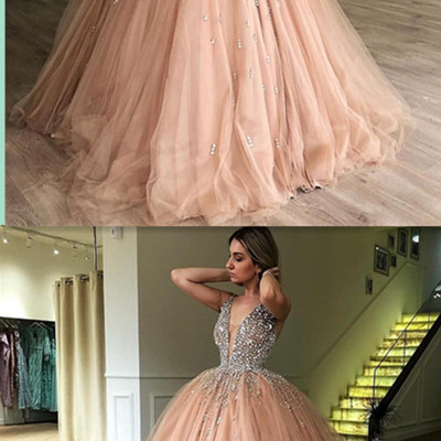 Ball gown sweet 16 prom dress,v-neck evening dress,quinceanera dress,prom dress,433 - Thumbnail 3