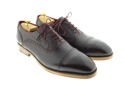 NEW DARK BORDO CLASSIC HANDMADE OXFORDS SHOES