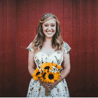 Flower wedding dress in white, Floral wedding dress with sleeves, White Bridal gown, White wedding gown, Tulle wedding dress long，437 - Thumbnail 1