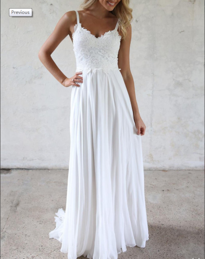 Elegant A-Line V Neck Open Back White Lace Beach Wedding Dresses,Simple Wedding Gown,439