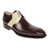 New Handmade Men Chocolate / Bone Genuine Alligator Oxford Shoes. - Thumbnail 1