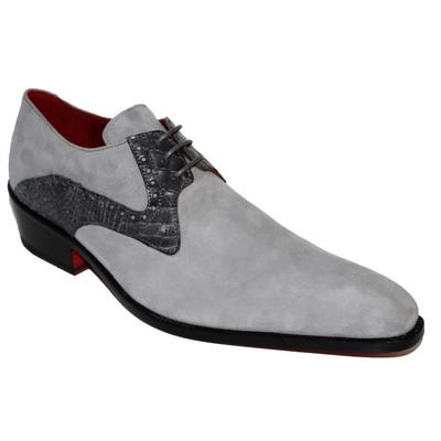 New Handmade Men Grey Genuine Alligator / Suede Oxford Shoes.