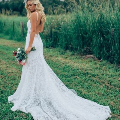 2019 lace spaghetti straps wedding dresses mermaid court train open back,447 - Thumbnail 5