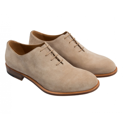 New men’s handmade beige calfskin suede leather oxford shoes