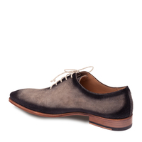 New Handmade Mens Italian Suede Grey Oxfords Shoes - Thumbnail 2