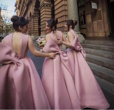 High  Quality Long Bridesmaid Dresses with Bowknot