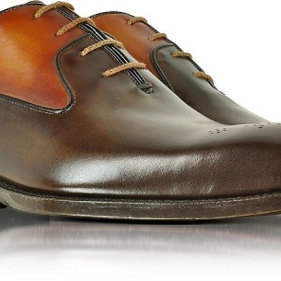 Men’s handmade two color brogues toe oxford genuine leather shoes