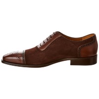 Mens Handmade Shoes Brogue Two Tone Brown Suede Blue Leather Formal Dress Boots - Thumbnail 4