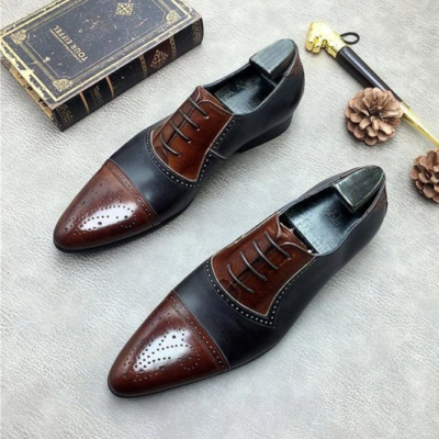 Elegant mens two tone oxford shoes, men spectator shoes, men pointed toe shoes