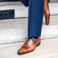 Handmade Leather Mens cognac lace up oxford shoes men dress shoes - Thumbnail 1