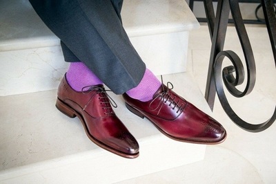 Leather dress lace up shoes burgundy color men dress shoes custom made