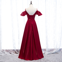 Burgundy long prom dress evening dress - Thumbnail 2