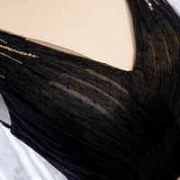 Black tulle long prom dress formal dress - Thumbnail 1