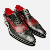 Black and Red Handmade Wingtip Oxfords for men custom made shoes for men - Thumbnail 4