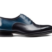 Blue Handmade Classic Derby Oxfords for men custom lace up shoe for men - Thumbnail 2